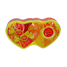 Double heart shape gift tin box for wedding candies packaging